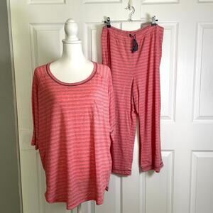 Cuddl Duds Women's Pink Grey Striped 2 Piece PJ Set Size XL